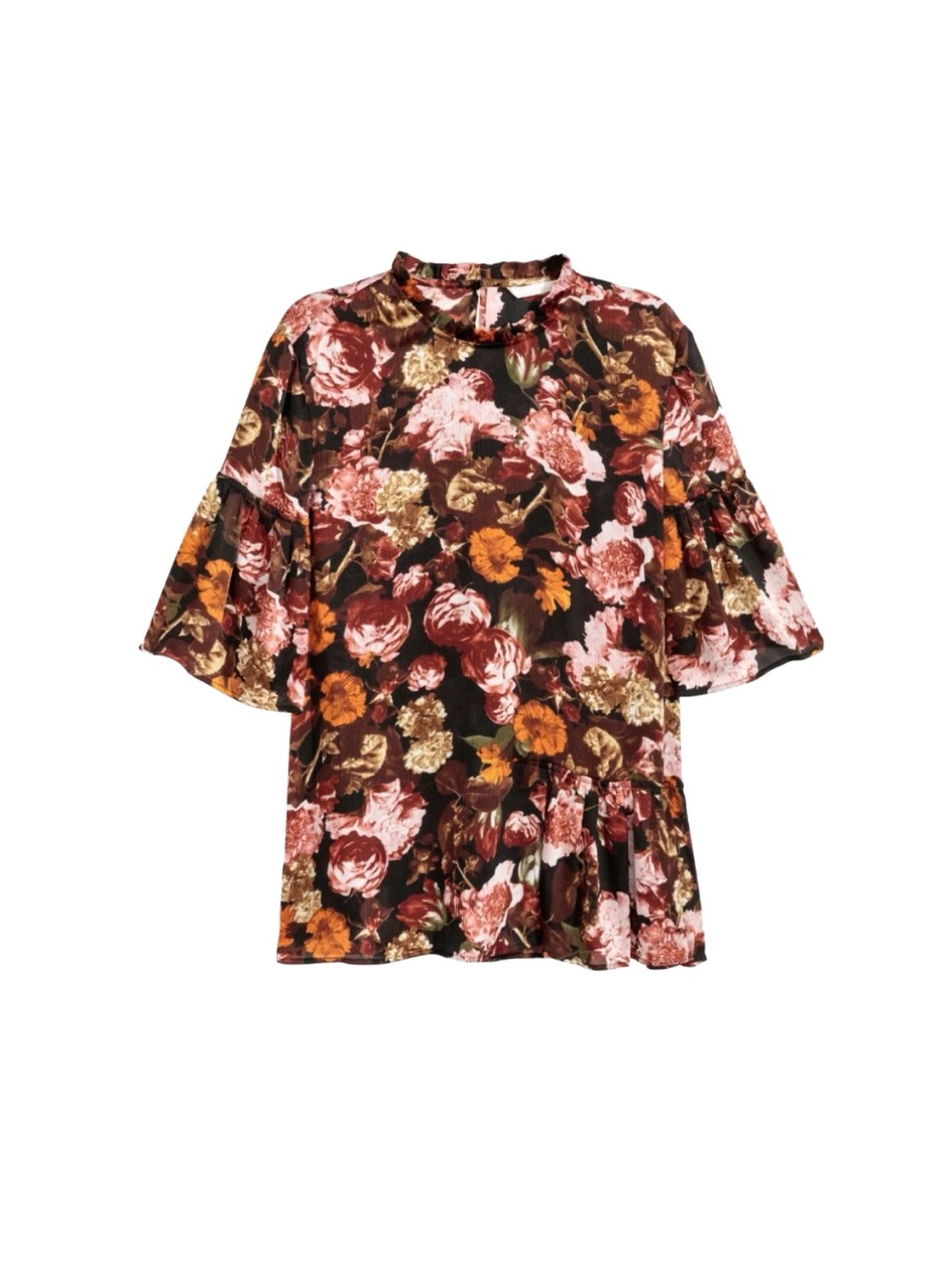 h&m ruffle floral blouse